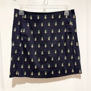 J. Crew Navy Pineapple Print Mini Skirt 0
